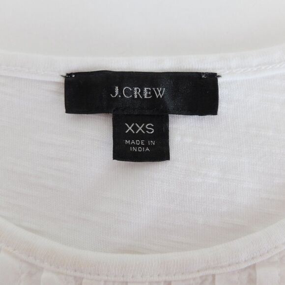 J Crew White Eyelet Flutter-Sleeve Pom-Pom Trim Top Size XXS - Picture 5 of 7